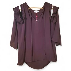 NWT PARKER / ANTHROPOLOGIE Silk Marjorie Cold-Shoulder Barossa Blouse - Medium